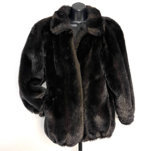 dennis basso Jackets & Blazers - Dennis Basso Dark Brown Faux Fur Jacket - Sz S